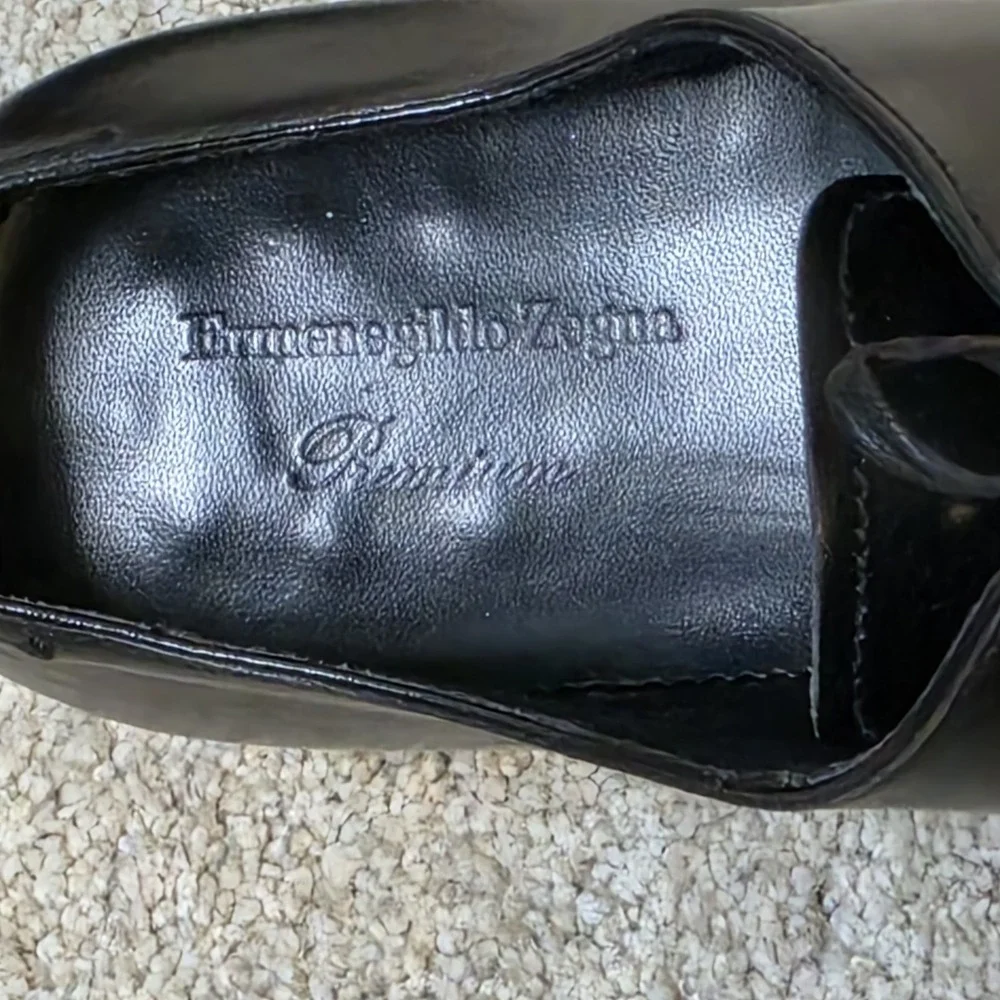 Ermenegildo Zegna Black Leather Oxford Dress Shoes Cap Toe 8.5 US‎ 7.5 EU Italy
